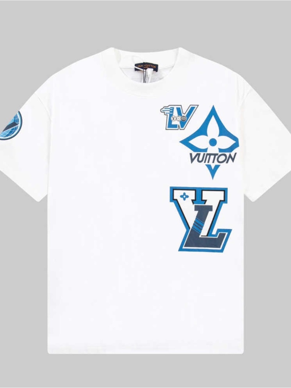 Louis Vuitton White & Blue Logo Graphic T-Shirt